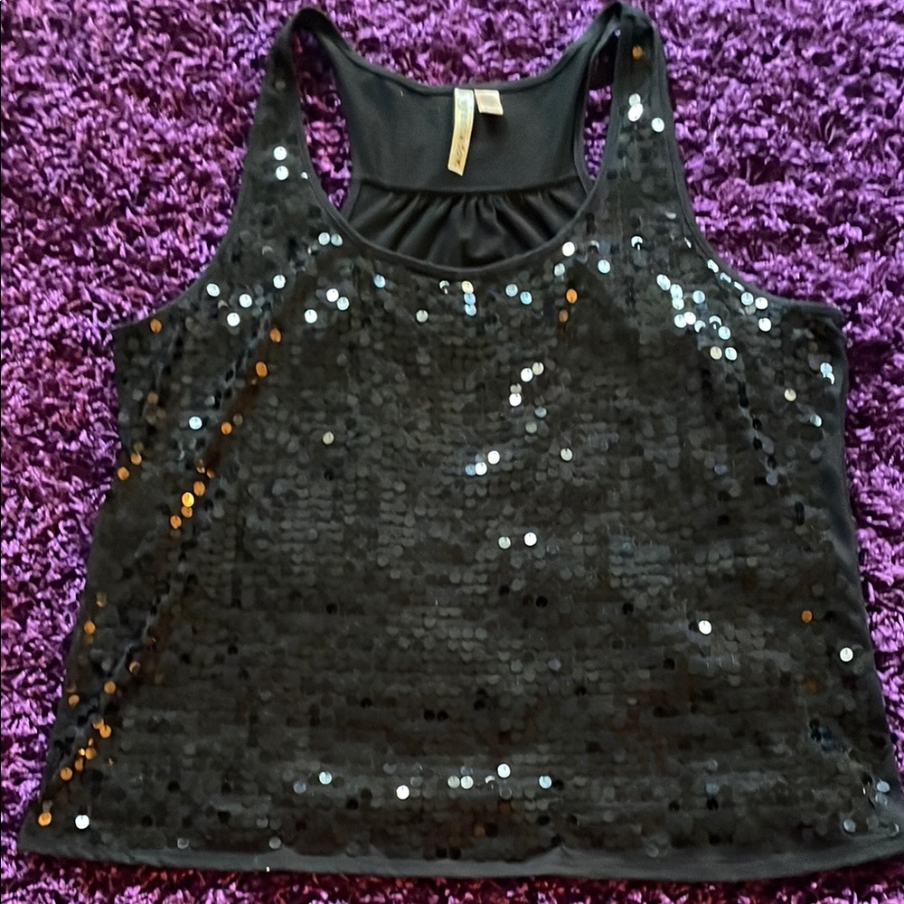 Eyeshadow Black Sequin Tank Top